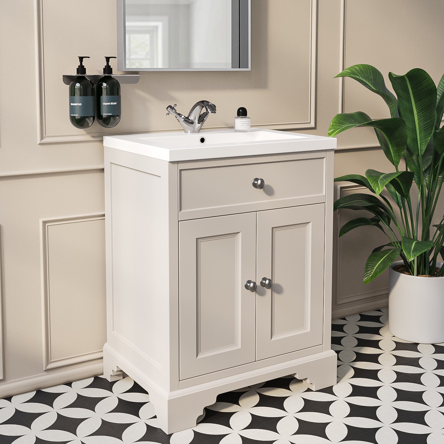 640mm White Freestanding Vanity Unit with Basin - Burford