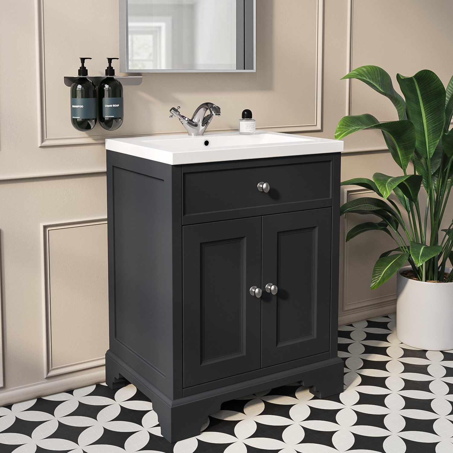 640mm Grey Freestanding Vanity Unit with Basin - Burford