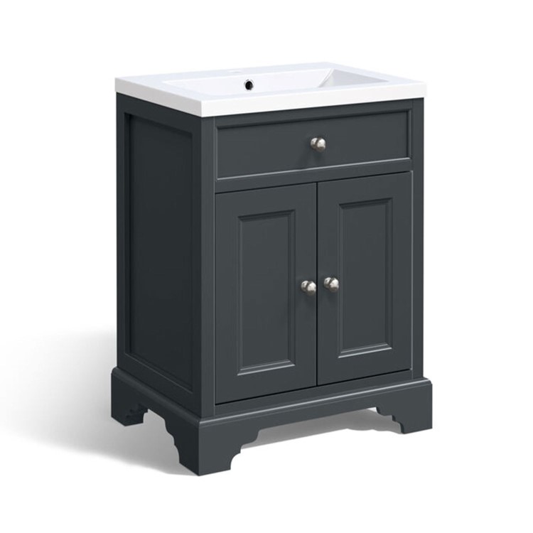 610mm Grey Freestanding Vanity Unit with Basin - Burford