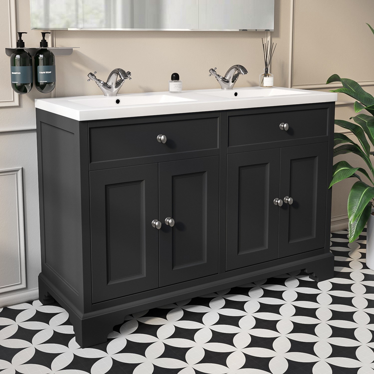 1200mm Grey Freestanding Double Vanity Unit With Basin Burford Appliances Direct 1200mm Grey Freestanding Double Vanity Unit With Basin Burford Appliances Direct