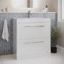 800mm White Freestanding Vanity Unit with Basin and Chrome Handles - Ashford