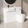 1100mm White Toilet and Sink Unit Left Hand with Round Toilet and Black Fittings - Bali