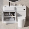 1100mm White Toilet and Sink Unit Left Hand with Round Toilet and Black Fittings - Bali