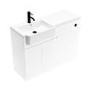 1100mm White Toilet and Sink Unit Left Hand with Round Toilet and Black Fittings - Bali