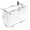 1100mm White Toilet and Sink Unit Right Hand with Round Toilet and Black Fittings - Bali
