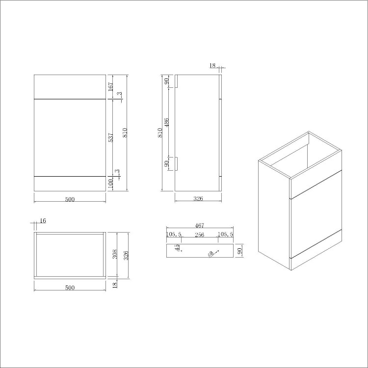 1100mm Black Right Hand Toilet and Sink Unit with Square Toilet and Black Fittings - Bali