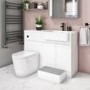 1100mm White Toilet and Sink Unit Right Hand with Round Toilet and Child Step - Bali