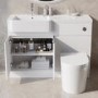 1100mm White Toilet and Sink Unit Left Hand with Round Toilet and Chrome Fittings - Bali