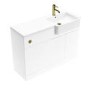 1100mm White Toilet and Sink Unit Right Hand with Round Toilet and Brass Fittings - Bali