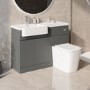 1100mm Grey Toilet and Sink Unit Left Hand with Round Toilet and Chrome Fittings - Bali