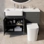 1100mm Grey Toilet and Sink Unit Left Hand with Round Toilet and Chrome Fittings - Bali