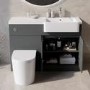 1100mm Grey Toilet and Sink Unit Right Hand with Round Toilet and Chrome Fittings - Bali