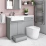 1100mm Grey Toilet and Sink Unit Left Hand with Round Toilet and Child Step - Bali