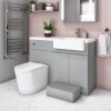 1100mm Grey Toilet and Sink Unit Right Hand with Round Toilet and Child Step - Bali