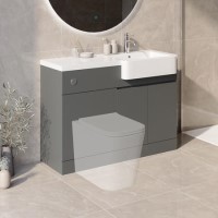 1100mm Grey Right Hand Toilet and Sink Unit with Chrome Fittings - Unit & Basin Only - Bali 1100mm Grey Right Hand Toilet and Sink Unit with Chrome Fittings - Unit & Basin Only - Bali
