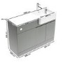 1100mm Grey Right Hand Toilet and Sink Unit with Chrome Fittings - Unit & Basin Only - Bali