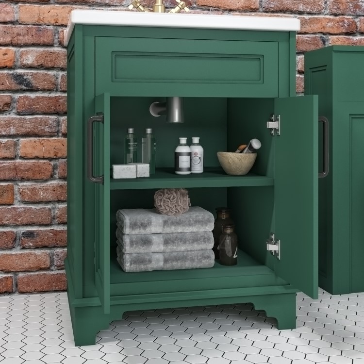 600mm Green Freestanding Vanity Unit with Basin - Camden