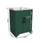 600mm Green Freestanding Vanity Unit with Basin - Camden