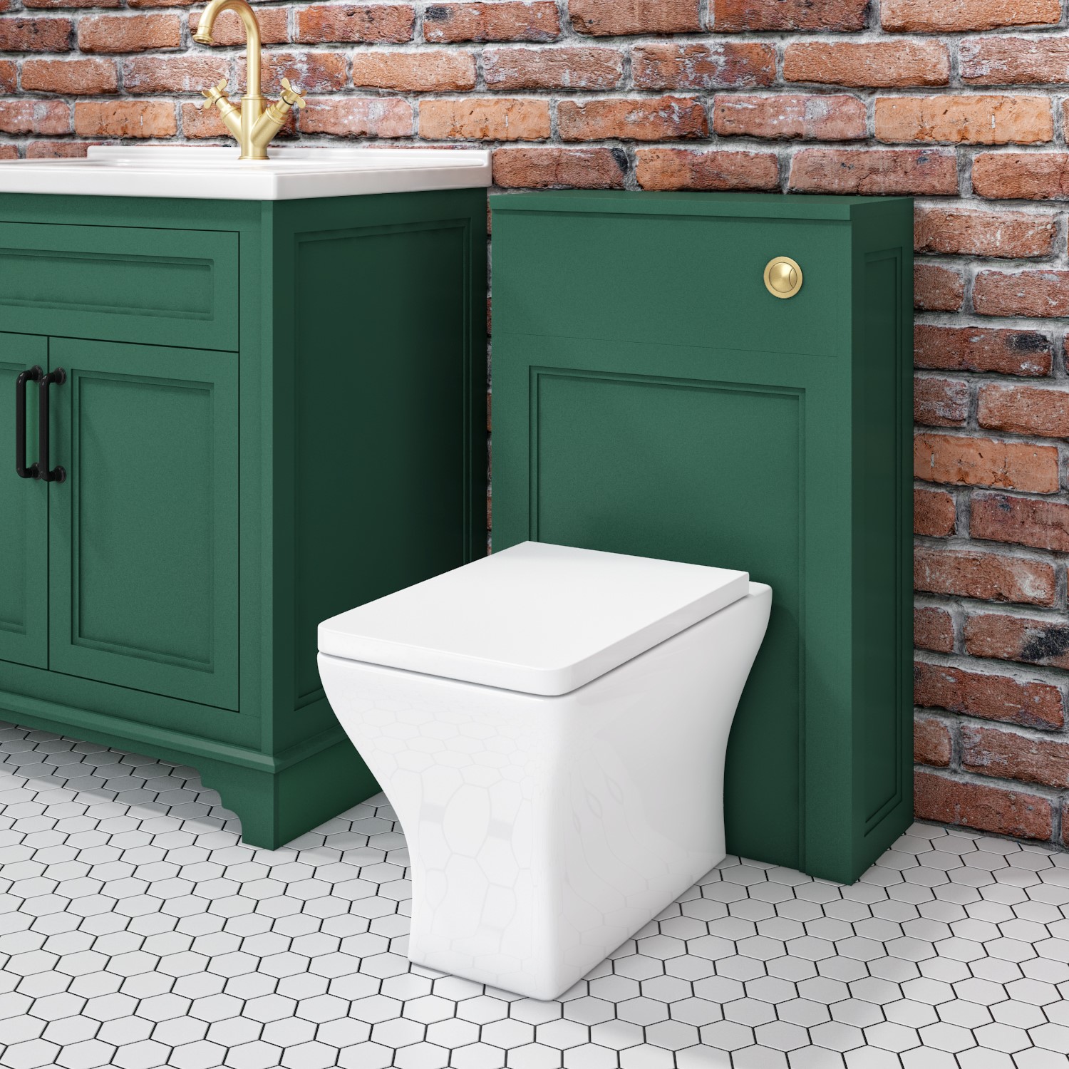 500mm Green Back to Wall Unit with Square Toilet - Camden