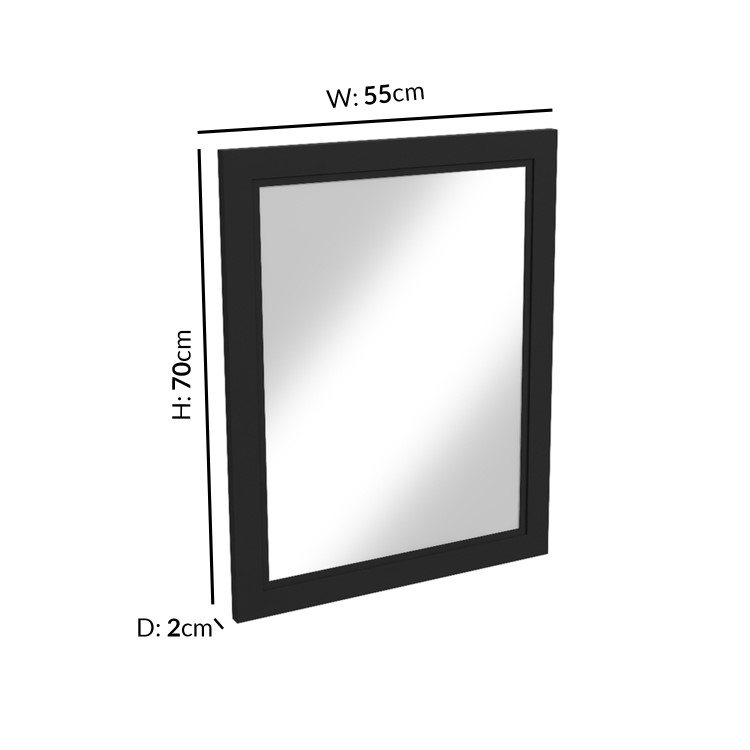 Rectangular Black Bathroom Mirror 550 x 700mm - Camden