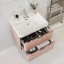 600mm Pink Wall Hung Vanity Unit with Basin and Chrome Handles - Empire