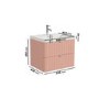 600mm Pink Wall Hung Vanity Unit with Basin and Chrome Handles - Empire