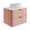 600mm Pink Wall Hung Countertop Vanity Unit with Basin and Chrome Handles - Empire