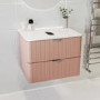 600mm Pink Wall Hung Countertop Vanity Unit with Chrome Handles -Empire