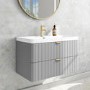800mm Grey Wall Hung Vanity Unit with Basin and Brass Handles - Empire