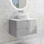 800mm Grey Wall Hung Vanity Unit with Marble Top Countertop Basin & Brushed Chrome Handles- Empire