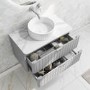 800mm Grey Wall Hung Vanity Unit with Marble Top Countertop Basin & Brushed Chrome Handles- Empire
