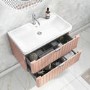 800mm Pink Wall Hung Vanity Unit with Basin and Chrome Handles - Empire