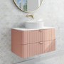 800mm Nude Wall Hung Vanity Unit with Marble Top Countertop Basin & Brushed Brass Handles- Empire