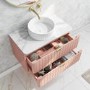 800mm Nude Wall Hung Vanity Unit with Marble Top Countertop Basin & Brushed Brass Handles- Empire