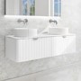 1200mm White Wall Hung Vanity Unit with Marble Top Countertop Double Basin & Brushed Chrome Handles- Empire
