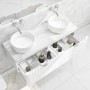 1200mm White Wall Hung Vanity Unit with Marble Top Countertop Double Basin & Brushed Chrome Handles- Empire