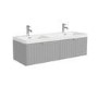 1200mm Grey Wall Hung Double Vanity Unit with Basins and Chrome Handles - Empire