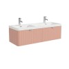 1200mm Pink Wall Hung Double Vanity Unit with Basin and Chrome Handles - Empire