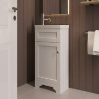 400mm White Freestanding Cloakroom Vanity Unit with Basin - Baxenden