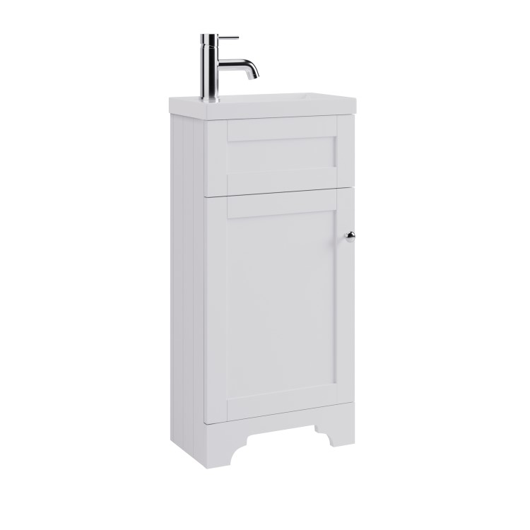 400mm White Freestanding Cloakroom Vanity Unit with Basin - Baxenden