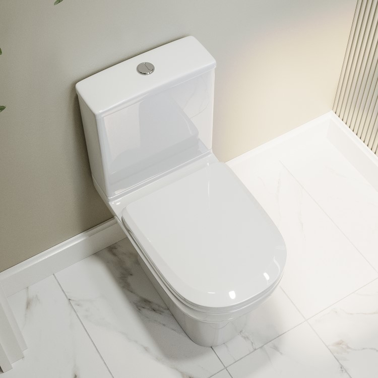 Close Coupled Toilet and White Basin Vanity Unit Cloakroom Suite - Baxenden