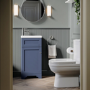 Close Coupled Toilet and Blue Basin Vanity Unit Cloakroom Suite - Baxenden