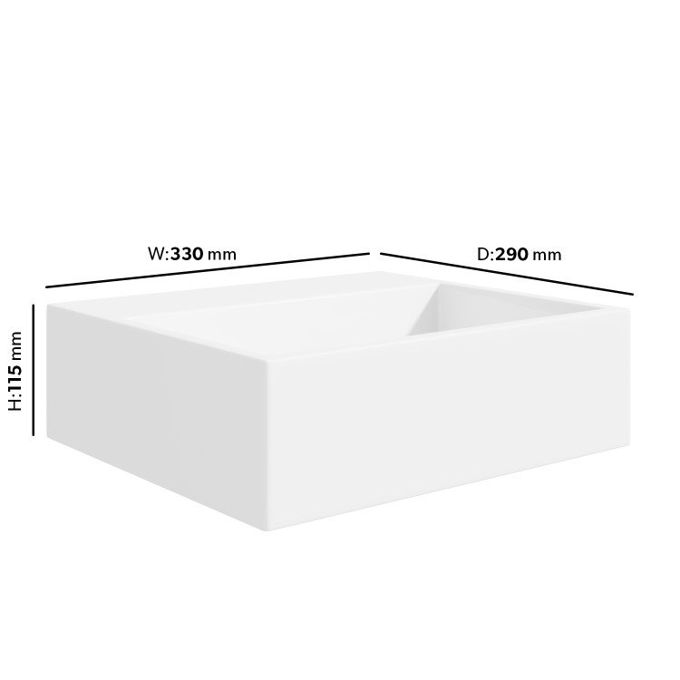 Cloakroom Wall Hung Basin and Waste 330mm - Houston