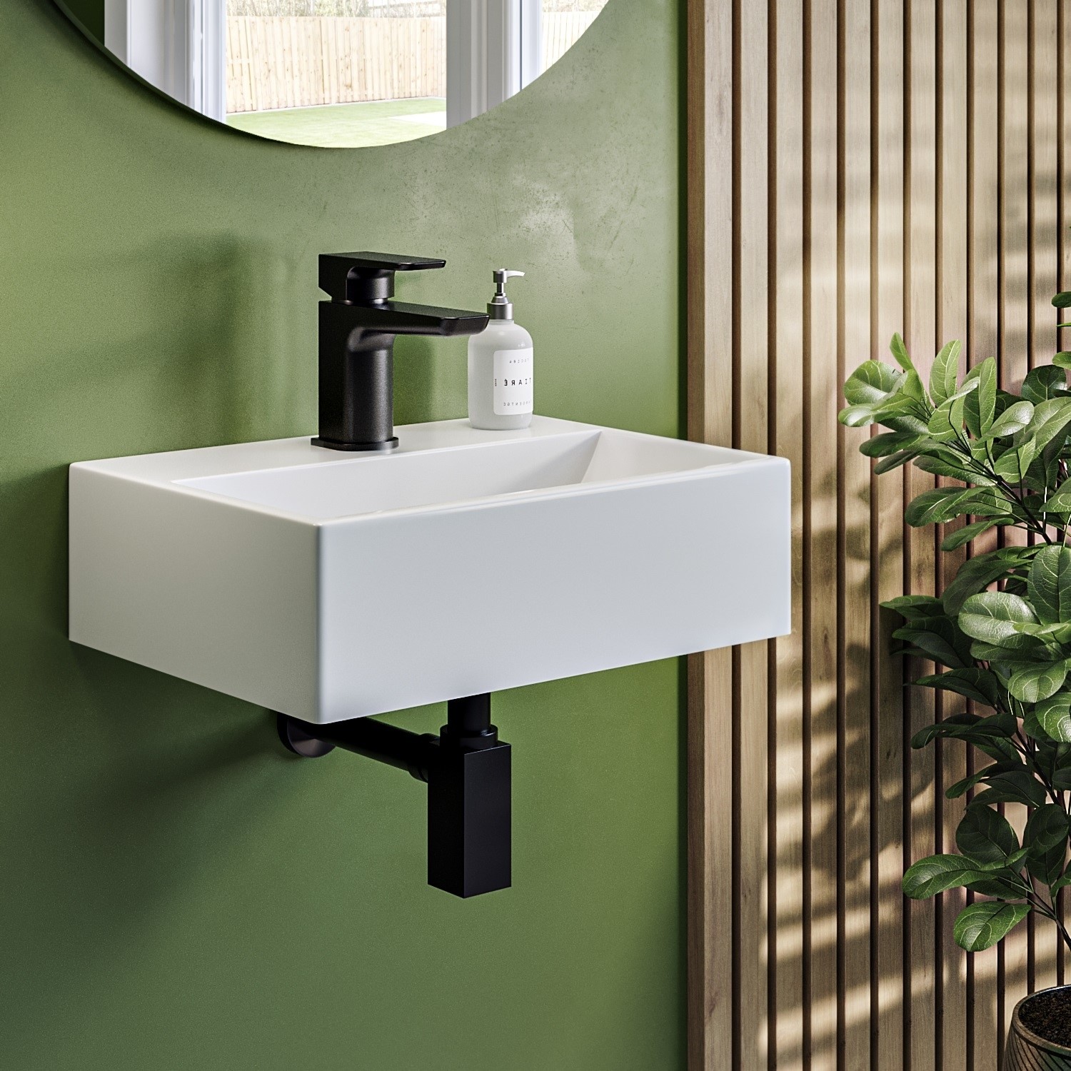 Wall Hung Cloakroom Basin and Waste 330mm - Houston