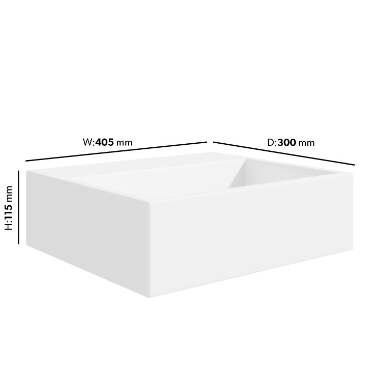 Cloakroom Wall Hung Basin and Waste 400mm - Houston