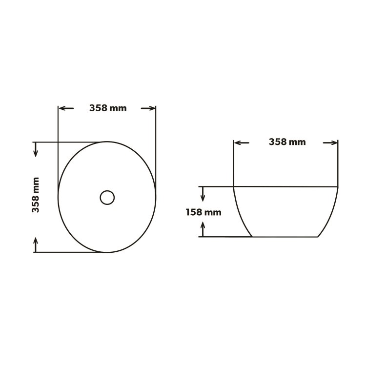 Round Countertop Basin and Waste 358mm - Verona