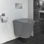 Verona Matt Grey Rimless Wall Hung Toilet and Countertop Basin Suite with White Vanity Shelf