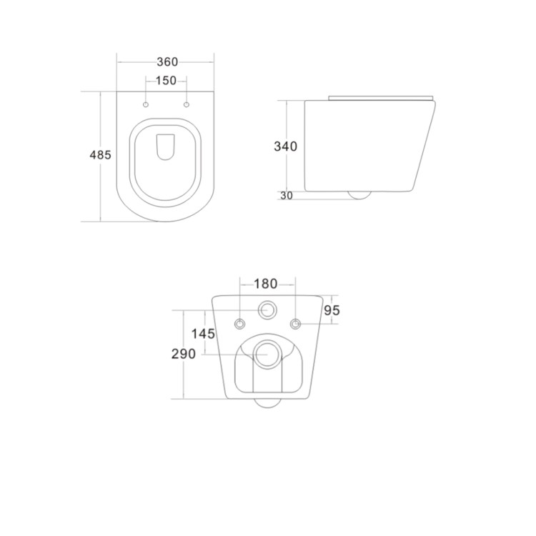 Verona Matt Grey Rimless Wall Hung Toilet and Countertop Basin Suite with White Vanity Shelf