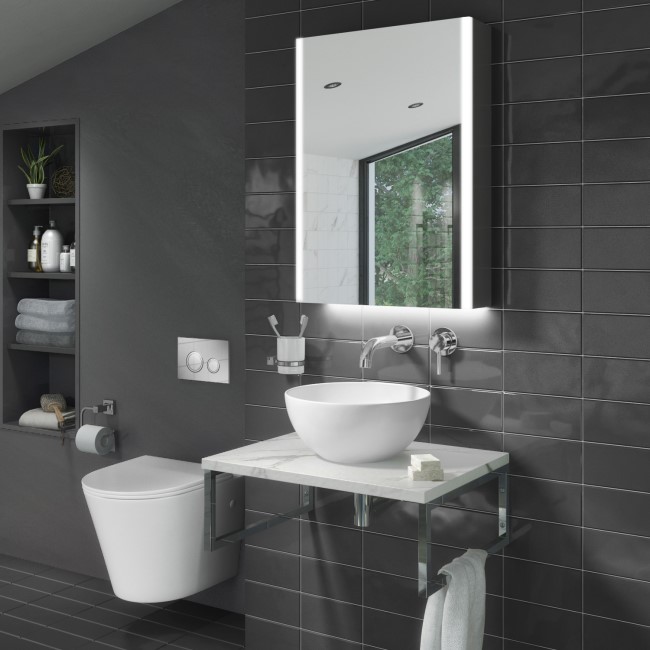 Verona Matt White Rimless Wall Hung Toilet and Countertop Basin & Shelf Suite 