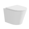 Matt White Wall Hung Rimless Toilet with Soft Close Seat Grohe Cistern Frame and Chrome Flush - Verona